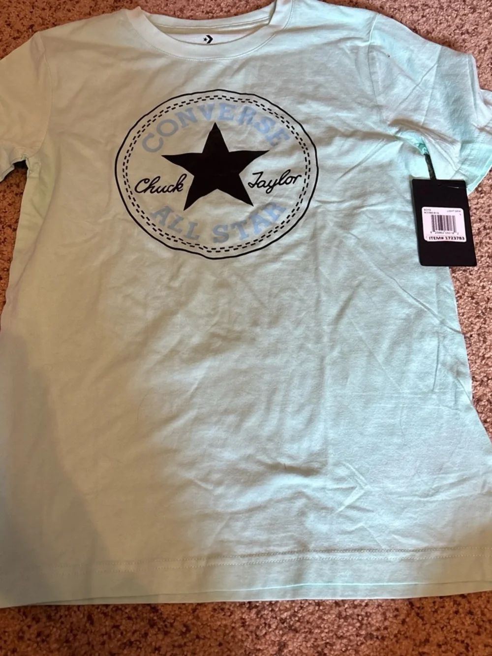 Converse Kids Light Mint Short Sleeve Tee with Black Star Logo